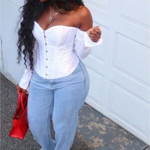 White Off-Shoulder Corset Top